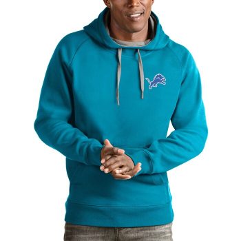 Detroit Lions Antigua Logo Victory Pullover Hoodie - Blue
