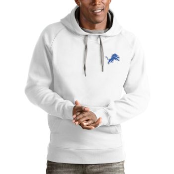 Detroit Lions Antigua Logo Victory Pullover Hoodie - White