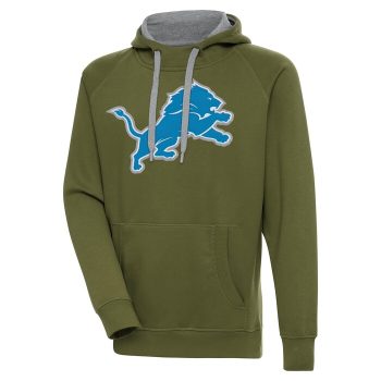 Detroit Lions Antigua Primary Logo Victory Pullover Hoodie - Olive