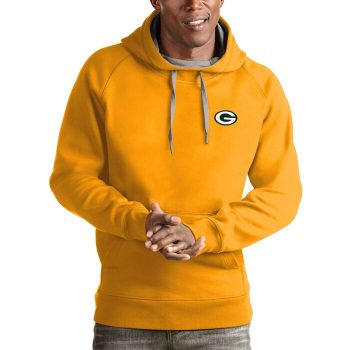 Green Bay Packers Antigua Logo Victory Pullover Hoodie - Gold