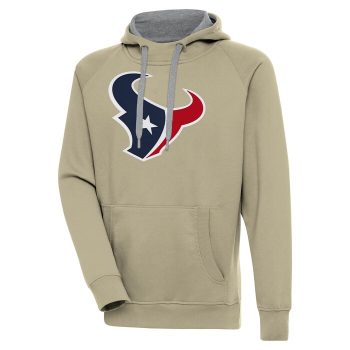 Houston Texans Antigua Primary Logo Victory Pullover Hoodie - Khaki