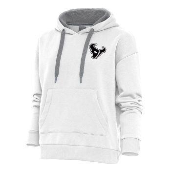 Houston Texans Antigua Women's Metallic Logo Victory Pullover Hoodie - White