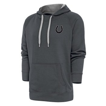 Indianapolis Colts Antigua Metallic Logo Victory Pullover Hoodie - Charcoal