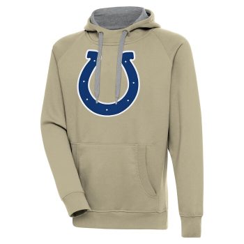 Indianapolis Colts Antigua Primary Logo Victory Pullover Hoodie - Khaki