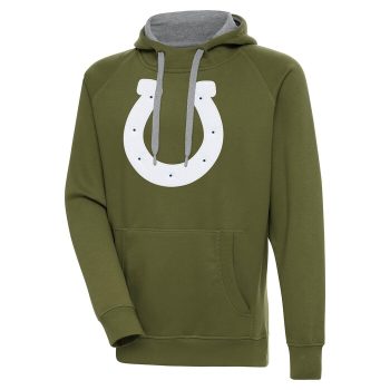 Indianapolis Colts Antigua Primary Logo Victory Pullover Hoodie - Olive