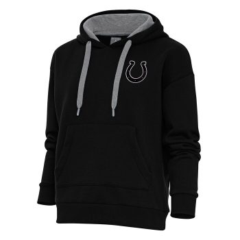 Indianapolis Colts Antigua Women's Metallic Logo Victory Pullover Hoodie - Black