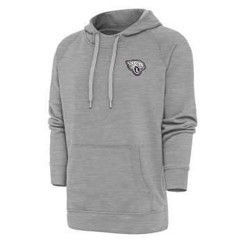 Jacksonville Jaguars Antigua Metallic Logo Victory Pullover Hoodie - Heather Gray