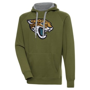 Jacksonville Jaguars Antigua Primary Logo Victory Pullover Hoodie - Olive