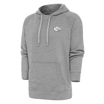 Kansas City Chiefs Antigua Metallic Logo Victory Pullover Hoodie - Heather Gray