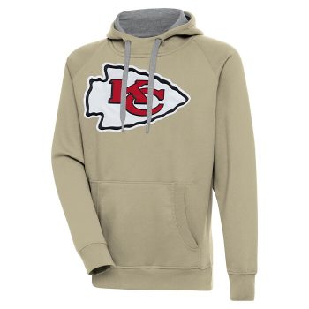 Kansas City Chiefs Antigua Primary Logo Victory Pullover Hoodie - Khaki