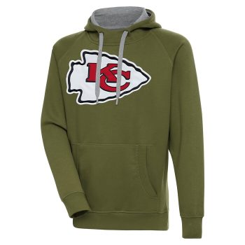 Kansas City Chiefs Antigua Primary Logo Victory Pullover Hoodie - Olive