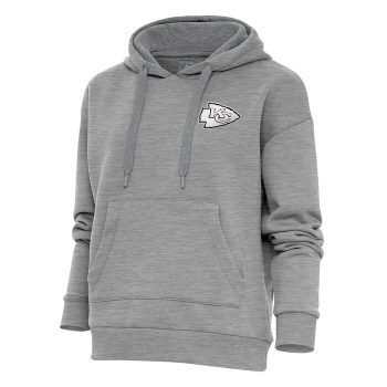 Kansas City Chiefs Antigua Women's Metallic Logo Victory Pullover Hoodie - Heather Gray