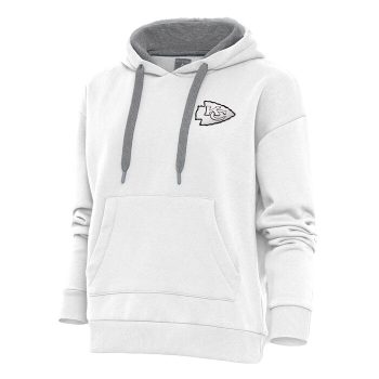 Kansas City Chiefs Antigua Women's Metallic Logo Victory Pullover Hoodie - White