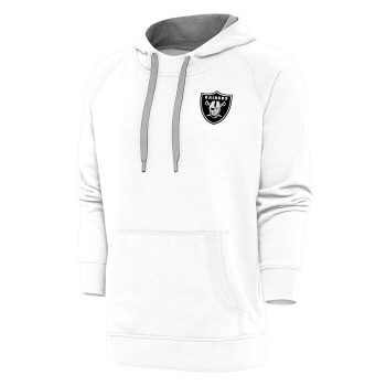 Las Vegas Raiders Antigua Metallic Logo Victory Pullover Hoodie - White