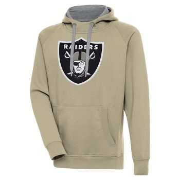 Las Vegas Raiders Antigua Primary Logo Victory Pullover Hoodie - Khaki