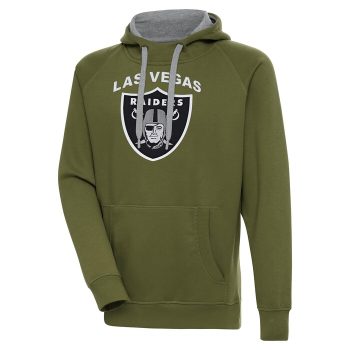 Las Vegas Raiders Antigua Primary Logo Victory Pullover Hoodie - Olive