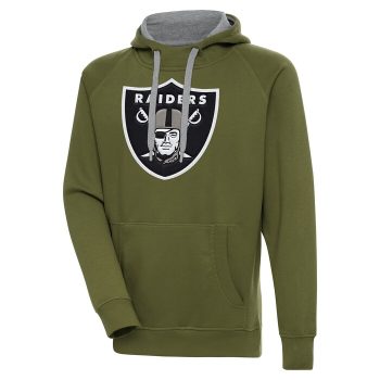 Las Vegas Raiders Antigua Primary Logo Victory Pullover Hoodie - Olive