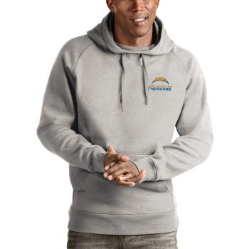 Los Angeles Chargers Antigua Logo Victory Pullover Hoodie - Heathered Gray