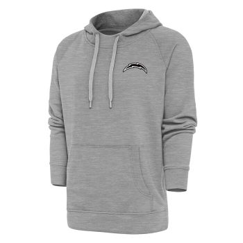 Los Angeles Chargers Antigua Metallic Logo Victory Pullover Hoodie - Heather Gray