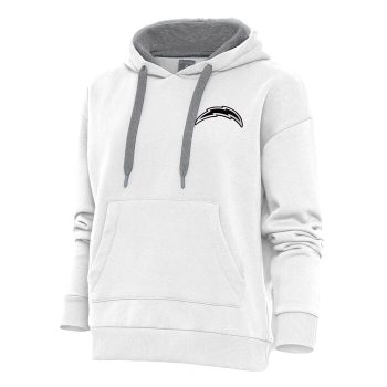 Los Angeles Chargers Antigua Women's Metallic Logo Victory Pullover Hoodie - White