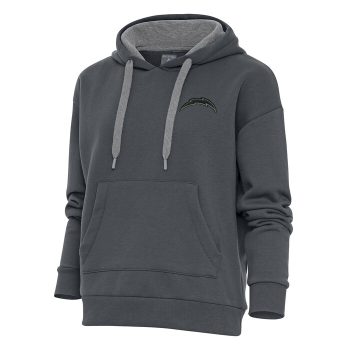 Los Angeles Chargers Antigua Women's Tonal Logo Victory Pullover Hoodie - Charcoal