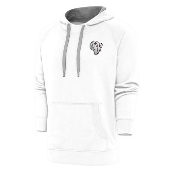 Los Angeles Rams Antigua Metallic Logo Victory Pullover Hoodie - White