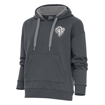 Los Angeles Rams Antigua Women's Metallic Logo Victory Pullover Hoodie - Charcoal