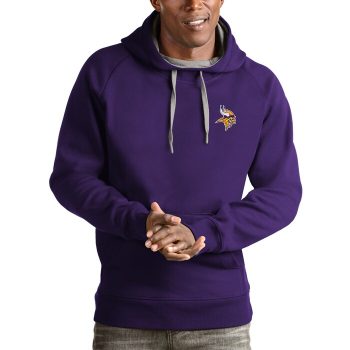 Minnesota Vikings Antigua Logo Victory Pullover Hoodie - Purple