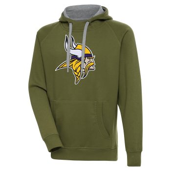 Minnesota Vikings Antigua Primary Logo Victory Pullover Hoodie - Olive