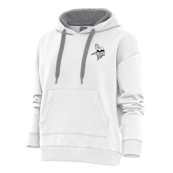 Minnesota Vikings Antigua Women's Metallic Logo Victory Pullover Hoodie - White