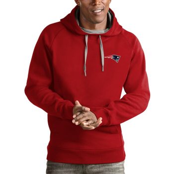 New England Patriots Antigua Logo Victory Pullover Hoodie - Red
