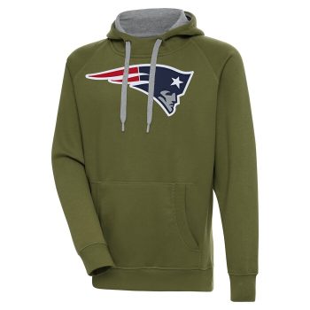 New England Patriots Antigua Primary Logo Victory Pullover Hoodie - Olive