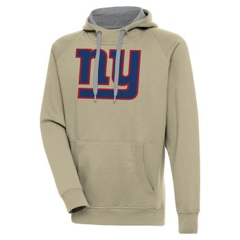 New York Giants Antigua Primary Logo Victory Pullover Hoodie - Khaki