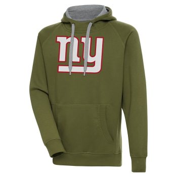 New York Giants Antigua Primary Logo Victory Pullover Hoodie - Olive