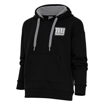 New York Giants Antigua Women's Metallic Logo Victory Pullover Hoodie - Black