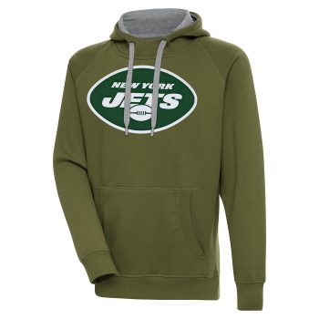 New York Jets Antigua Primary Logo Victory Pullover Hoodie - Olive