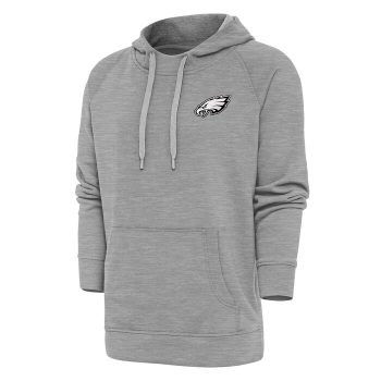 Philadelphia Eagles Antigua Metallic Logo Victory Pullover Hoodie - Heather Gray