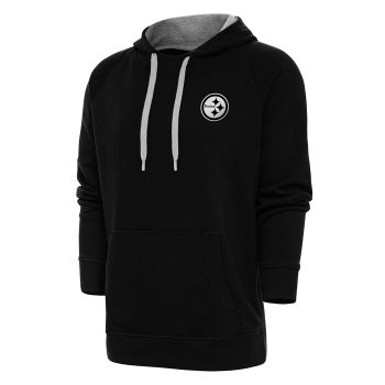 Pittsburgh Steelers Antigua Metallic Logo Victory Pullover Hoodie - Black