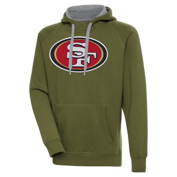 San Francisco 49ers Antigua Primary Logo Victory Pullover Hoodie - Olive