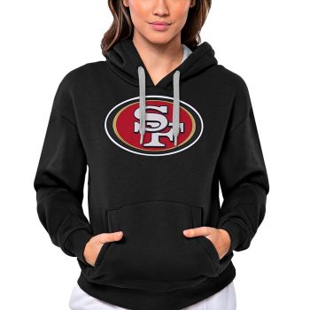 San Francisco 49ers Antigua Women's Victory Logo Pullover Hoodie - Black