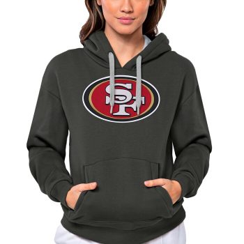San Francisco 49ers Antigua Women's Victory Logo Pullover Hoodie - Charcoal
