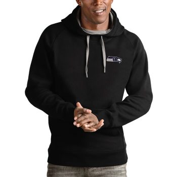 Seattle Seahawks Antigua Logo Victory Pullover Hoodie - Black