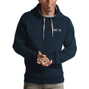 Seattle Seahawks Antigua Logo Victory Pullover Hoodie - College Navy