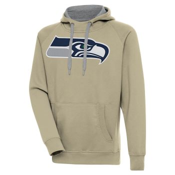 Seattle Seahawks Antigua Primary Logo Victory Pullover Hoodie - Khaki