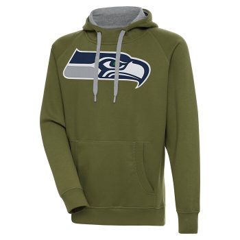 Seattle Seahawks Antigua Primary Logo Victory Pullover Hoodie - Olive
