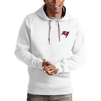 Tampa Bay Buccaneers Antigua Logo Victory Pullover Hoodie - White