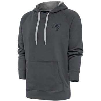 Tampa Bay Buccaneers Antigua Tonal Logo Victory Pullover Hoodie - Charcoal