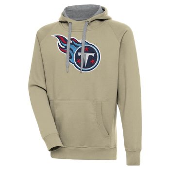 Tennessee Titans Antigua Primary Logo Victory Pullover Hoodie - Khaki