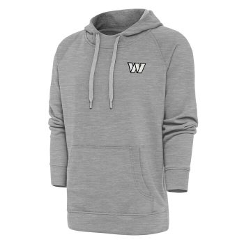 Washington Commanders Antigua Metallic Logo Victory Pullover Hoodie - Heather Gray