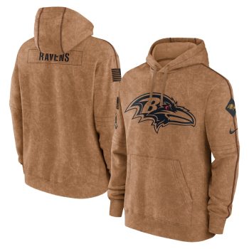 Baltimore Ravens 2023 Salute To Service Club Pullover Hoodie - Brown